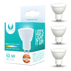 3-Pack LED-lampa Spotlight GU10 1W 4500K 90Lm, Neutral Vit Vit