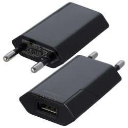 USB-Väggladdare 100-240V X1 USB-A, 1A, 5W, Svart Svart
