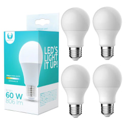 4-Pack LED-Lampa E27 10W A60 806lm (3000k) Varm Vit Vit