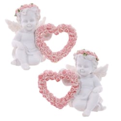 2 st änglar med rosa hjärtan