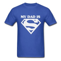 Lasten T-paita - Isäni on supersankari Blue Blå"
"130-140