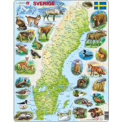 Larsen Sverige Karta och djur Pussel 71 bitar
