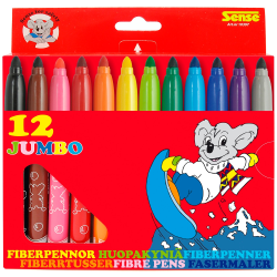 Sense Jumbo Fiberpennor 12-pack multifärg