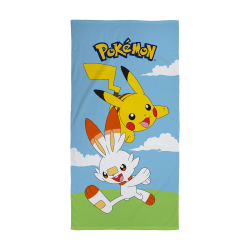 Pokemon Handduk 70x140 cm Pikachu & Scorbunny multifärg