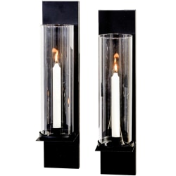 Lampe vegg lanterne smiing 2-pak lanterne stearinlys lanterne veggboks Black
