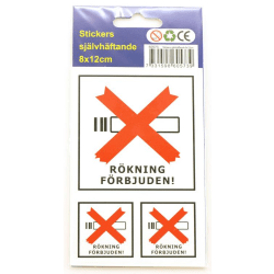 Stickers Rökning Förbjuden 6-p dekal klistermärke Gul