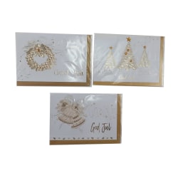 Julkort vit/guld 3-pack med kuvert Vit