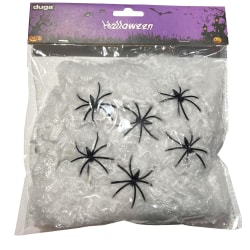 Spindelnät med 6 spindlar Halloween Vit