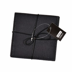 Glasunderlägg svart läderlook 4-pack Svart
