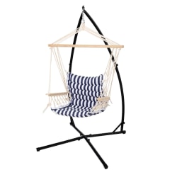 Hängande stol med armstöd och ram 210 cm Blå/vit i bomull och