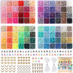 9600 lerpärlor för smyckestillverkning, 96 färger