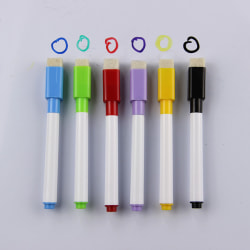 6 färger/ förp whiteboard pennor med magnet och renare