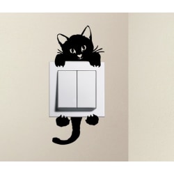 Liten katt strömbrytare vinyl vägg klistermärken svart