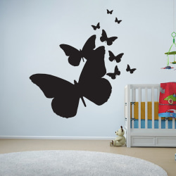 9 fjärilar vinyl vägg klistermärken svart