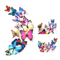 Fjäril 3D med magneter 12 st / förp Blå och rosfärger
