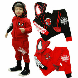 Barn Pojkar Spiderman träningsoverall Huvtröja Hoodies Byxor Outfits Red 120cm
