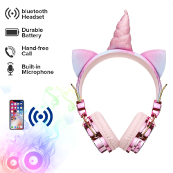 Barnhörlurar Unicorn Wireless bluetooth 5.0 Headset Pink bluetooth 4.2