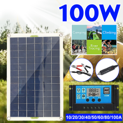 300W Poly Solar Panel Battery Charging Kit Charge Controller 1pc 100A Set
