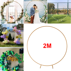 2M bröllopsbåge rund cirkelbåge bakgrund Blomstervisning Gold 200CM
