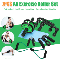6 i 1 Ab Wheel Roller Kit Set Spring Rope Press Push Up Bar