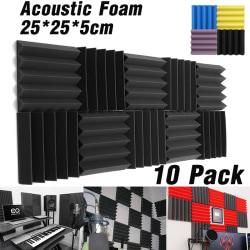 10/20/40 st Akustiska väggpaneler Studio ljudisolering Black 10x Wallpanel Acoustic Foam