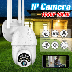 1080P 10 LED utomhus PTZ IP-kamera Ljud Röstlarm Wifi 1080P