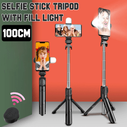 39 tum trådlös bluetooth Selfie Stick-stativ med fyllningsljus