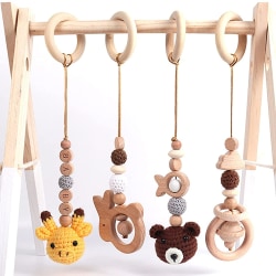 Dekorativt hängsmycke för baby i fyra delar Little Bear Rabbit Ring Fitness Stand Hängring för barn