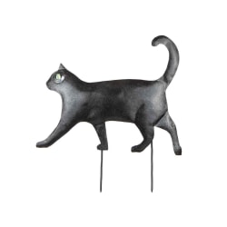 Katt plåtskylt m stick 40x33cm grå