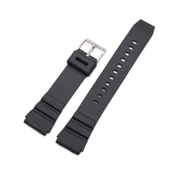 Klockarmband Silikon (Digitalklocka etc) Svart - Flera storlekar Black 18 mm
