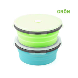 Ihopfällbar matlåda / förvaringslåda i silikon 500 ml Rund - Fle Grön