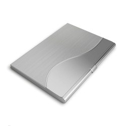 Slank kortholder i rustfrit stål "Wave" - Sølv Silver