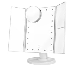 Spegel med LED-lampor Förstorande 3-1 Vit Vit