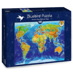 Bluebird Pussel - Världsgeo-politisk karta 1000 bitar multifärg
