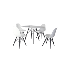 600,598 Bord + 4 stolar formgjutna stolar vit/svart vit svart