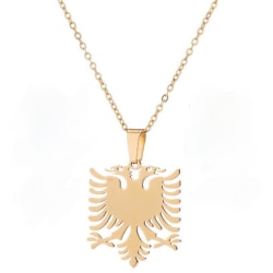 Halsband med shenja e flamurit albansk örn guldpläterat & silver Guld one size