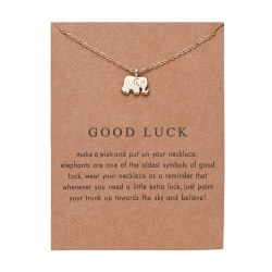 Held og lykke - halskæde med besked og elefant Gold one size
