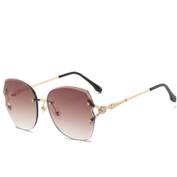 Solglasögon med vackra bågar i guld brun grå UV400 Brown one size