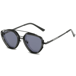 Ovanliga unika pilot solglasögon med galler för män Black one size