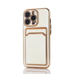 iPhone 13 Pro deksel lommebok kortholder silikon hvitt rosa gull White one size