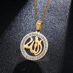18k forgyldt vedhæng smykker cirkel rundt guld islam allah Gold one size