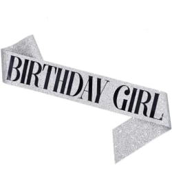 'Birthday Girl'' band för överraskning födelsedagsfirande silver Silver one size