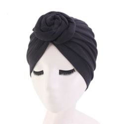 Snygg turban med bulle på framsidan i bomull flera färger Black one size