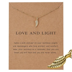 Love and light - halsband med budskap guldpläterat änglavinge va Guld one size