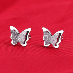 Søde små øreringe med sommerfuglemotiv forgyldt 925 sølv minimal Silver one size