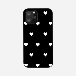 Samsung S22, Plus & Ultra svart silikonskal med vita hjärtan Black S22 Plus