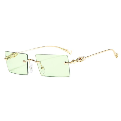 Solbriller kvinner 90-talls inspirert rektangulær sommer lysegrø Green one size