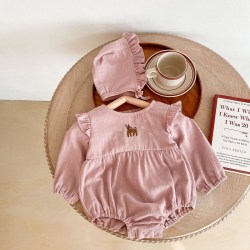 Body röyhelöillä ja kirjailtu peurasetti hatulla 7-12kk Pink Pink