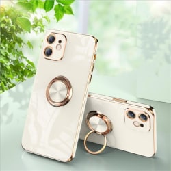 Lyxigt Stilrent skal â•‘iPhone 12 Pro Maxâ•‘med ring ställ-funkt White one size