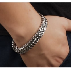 Brett Lyxigt titanium armband för män punk + matchande halsband Silver one size